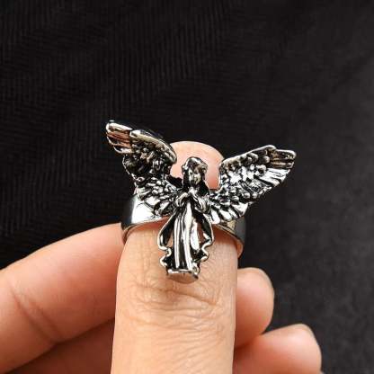 Y2K Transparent Heart Rebel Gothic Ring silver