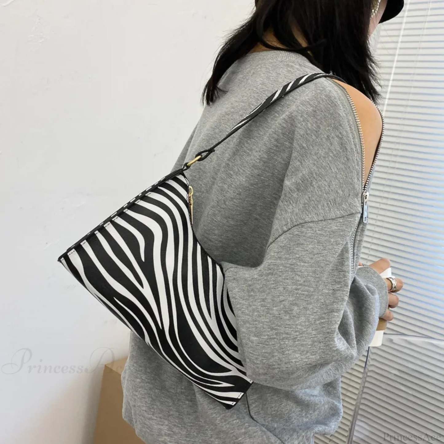 Zebra Print PU Leather Underarm Shoulder Bag shoulder-250126