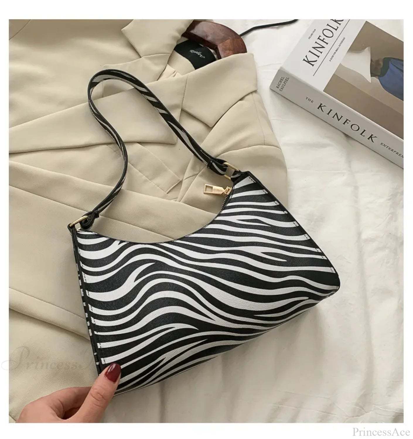Zebra Print PU Leather Underarm Shoulder Bag Zebra shoulder-250126