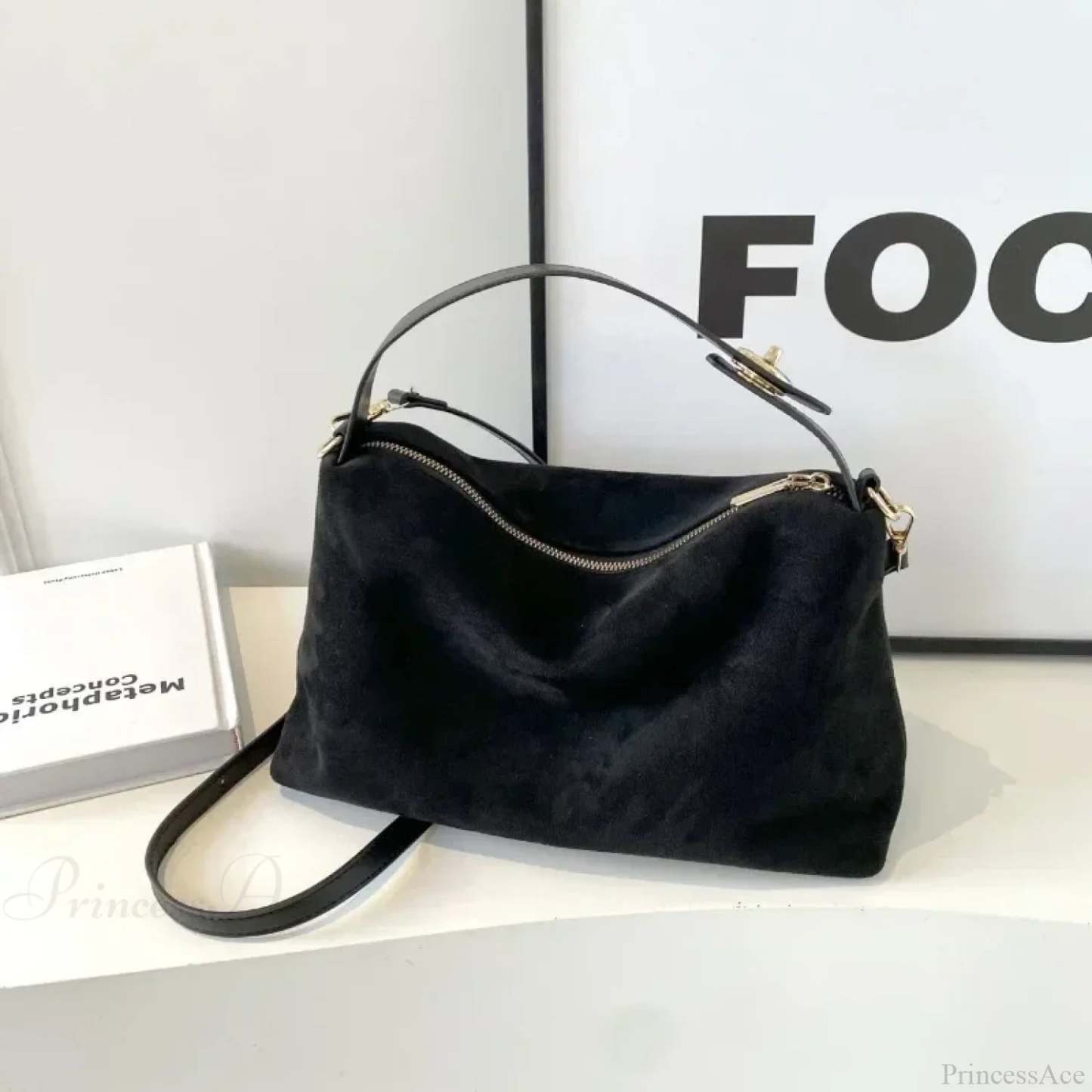 Zip Solid Sewing Thread PU High Capacity Shoulder Handbag handbag-250126