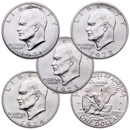 1971-1976 40% Silver Clad Eisenhower Dollar Set
