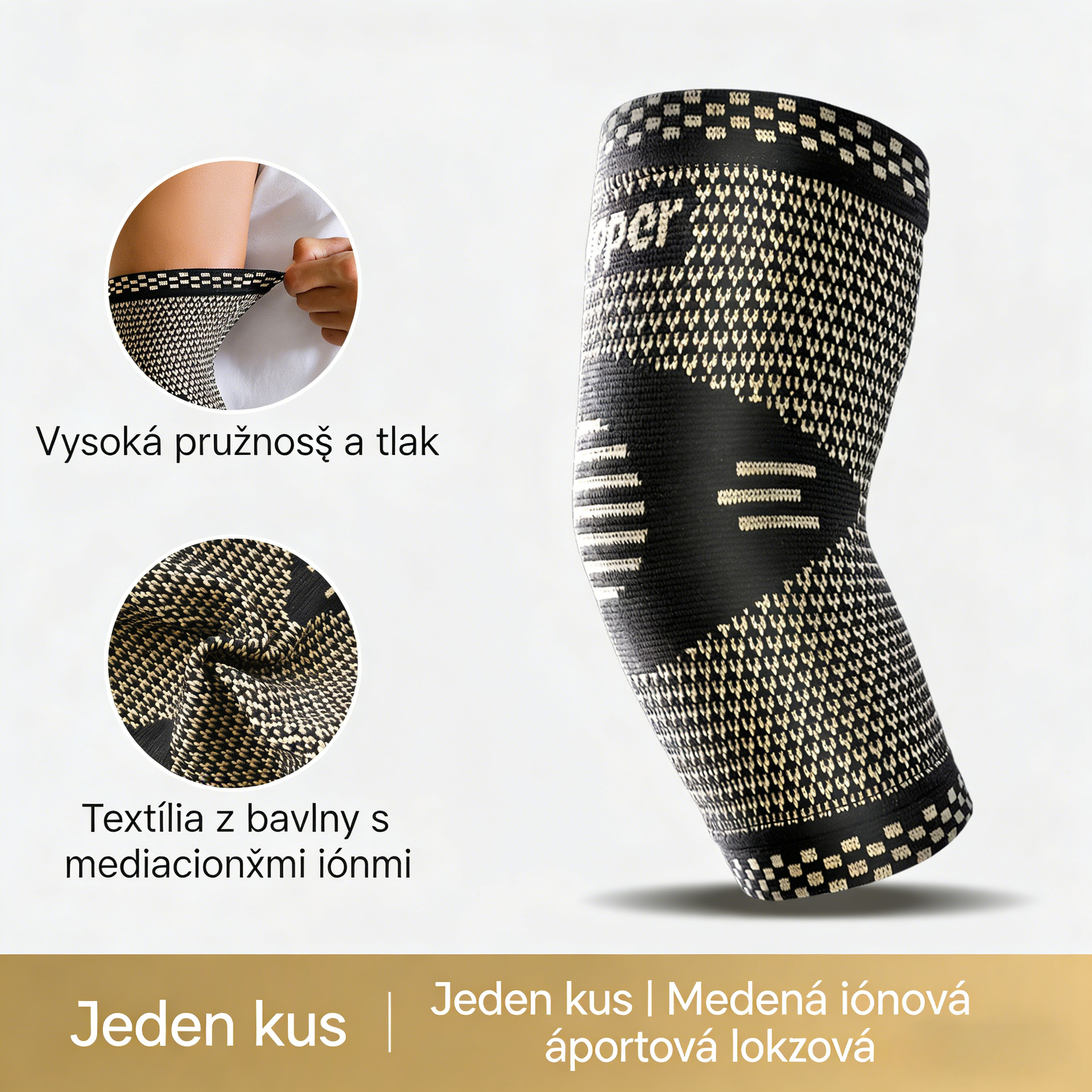 Fitness pletená kolenná ortéza z medených vlákien