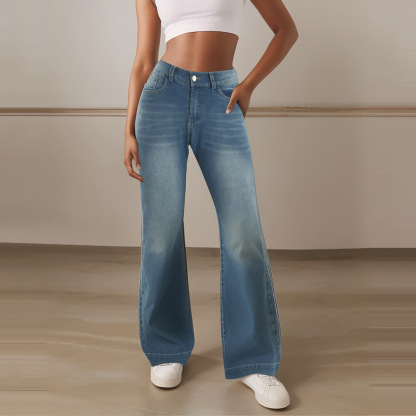 🧣🔥Módna novinka👖Námornícke nohavice so širokými nohavicami a reguláciou brucha