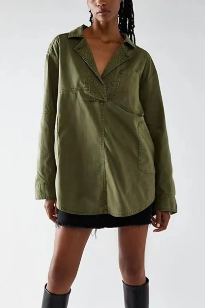 Elegantný a pohodlný džínsový pulóver – výstrih do V na gombíky + vrecká pre každodenný štýl!🛒