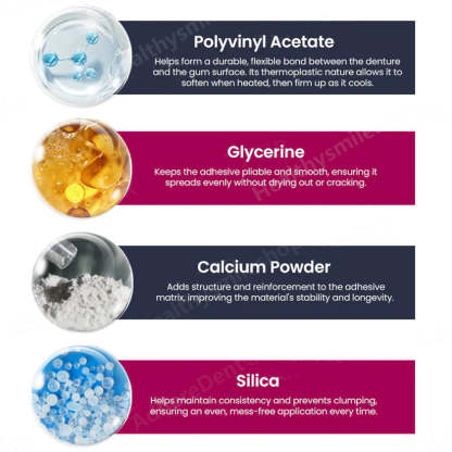 😁Termoplastické lepidlo na zubné protézy AdhereDent, odolná retencia zubných protéz 😁