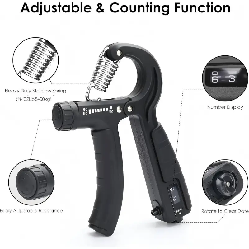 grip strength trainer hand gripper strengthener set 5 pack adjustable hand gripper 2 pack with click counter   grip ball   11 132 lbs forearm strengthener athletes rock climbing forearm strengthener   Product details 1