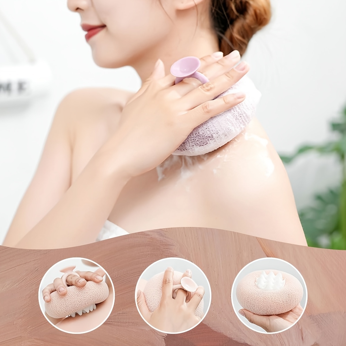 Sprchová guľa s prísavkou na slnečnice, exfoliačná špongia