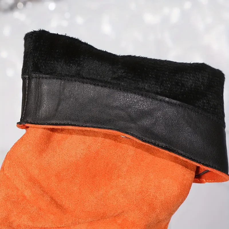 womens solid color stylish boots   belt pull on   slouchy boots   calf round toe boots Product details 11