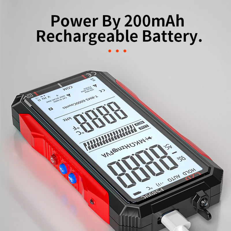 Dobíjací digitálny multimeter s USB - True RMS, automatické prepínanie rozsahu a podsvietený LCD displej, CAT III 1000V