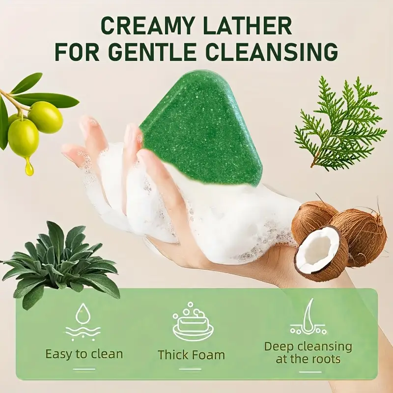 wash 7 days stay up all night without 3pcs 10 in 1 instant anti frizz and anti breakage grass and leaf shampoo bar for instant oil control volumizing hair targets split ends moisturizes dry split Product details 2