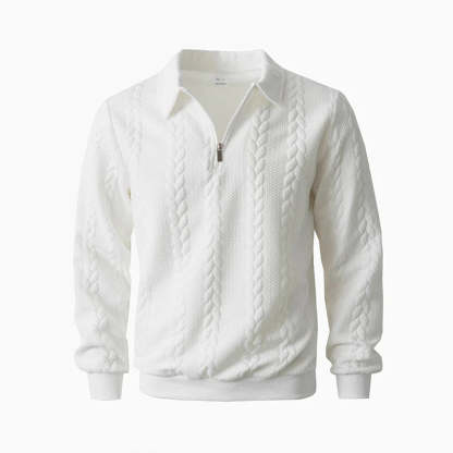 Pánsky ležérny pletený sveter s pol zipsom