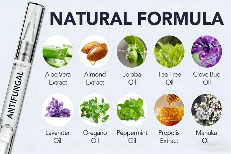 抗真菌护理笔 &ndash; 适用于受损指甲和足部真菌感染指甲，含25%十一烯酸和茶树油，强效趾甲真​​菌修复笔