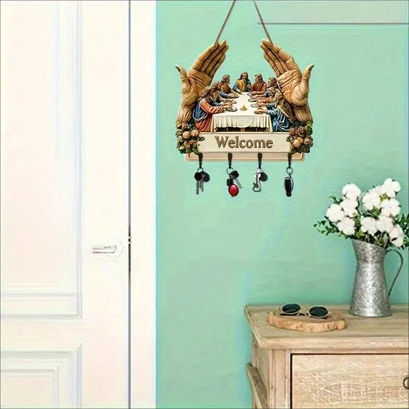 Nástenný dekoratívny drevený držiak na kľúče 🔑