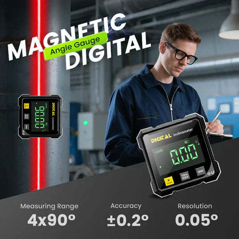 📐4 stranný magnetický digitálny uhlomer s laserom