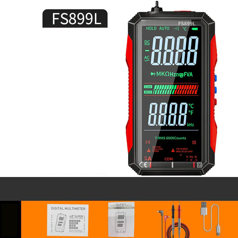 Dobíjací digitálny multimeter s USB - True RMS, automatické prepínanie rozsahu a podsvietený LCD displej, CAT III 1000V