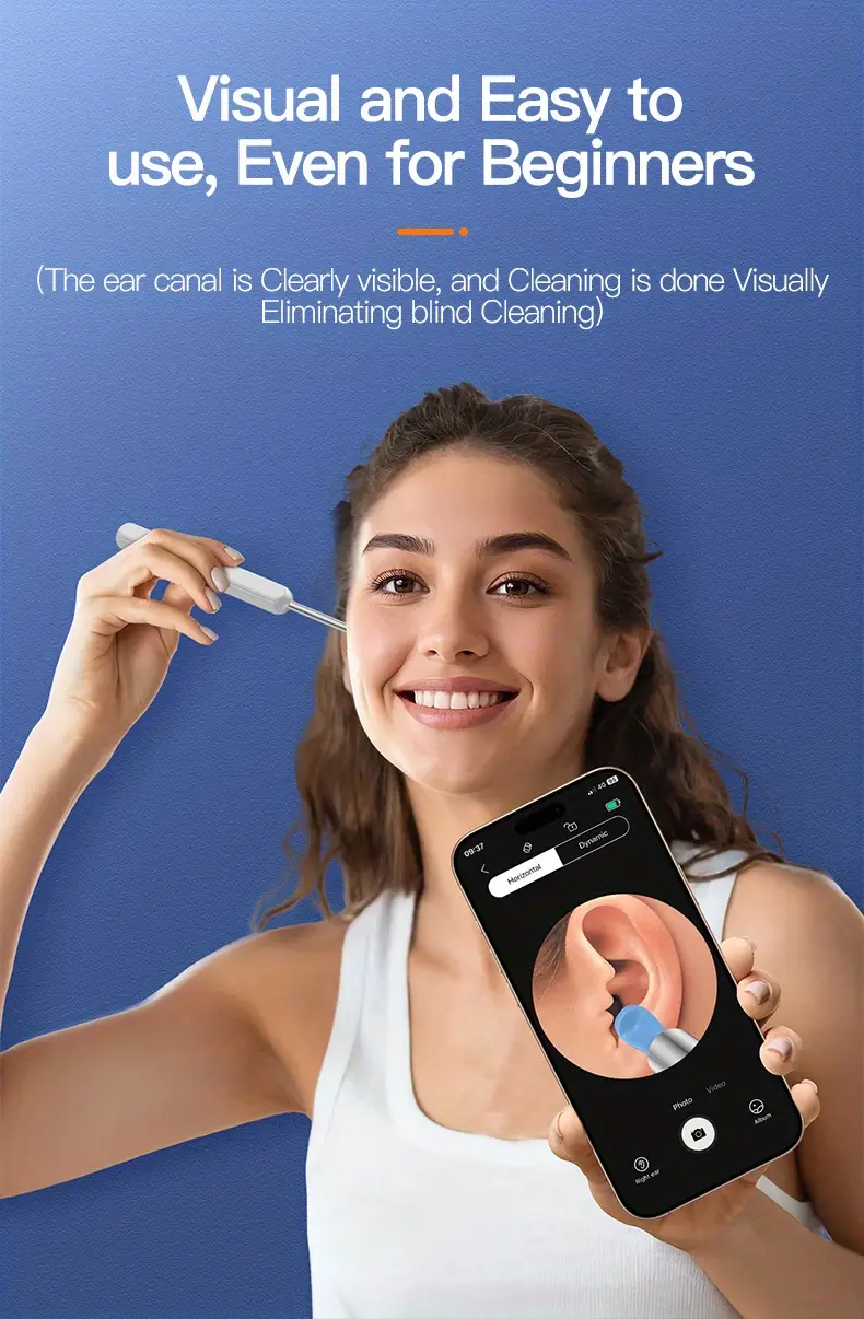   instrument vizual pentru curățarea cerumenului cu cameră și lumină,   6 capace pentru curea de ureche și set de 7 piese, conectabil la wifi, baterie/litium, compatibil cu toate telefoanele mobile,   și confortabil Detaliile articolului 5