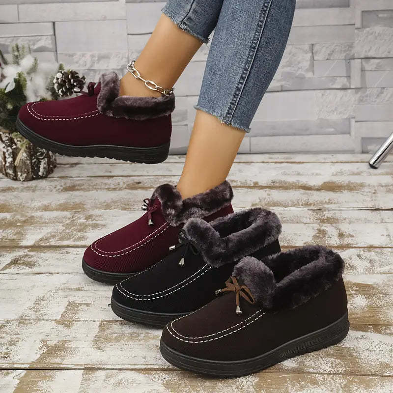 🔥Posledná akcia - zľava 50 % - dámske, teplé, ploché topánky s vlnenou podšívkou a protišmykovou podrážkou