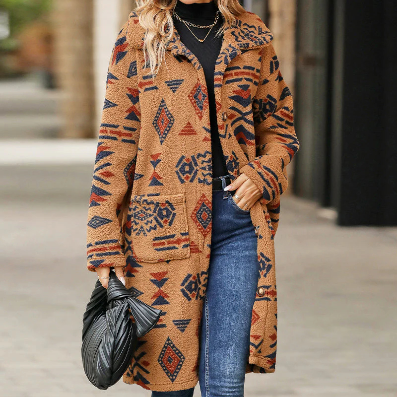 Dámska teplá mikrovlaknita fleece bunda s potlačou