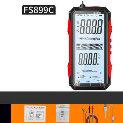 Dobíjací digitálny multimeter s USB - True RMS, automatické prepínanie rozsahu a podsvietený LCD displej, CAT III 1000V