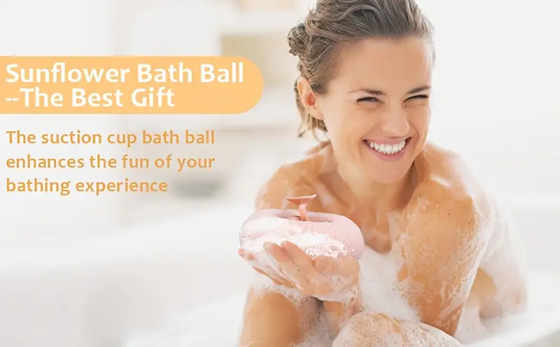 2 buc. bile de baie ultra-moale cu floarea-soarelui și ventuze - burete exfoliant 2-în-1 și perie de curățare pentru bărbați și femei Detaliile articolului 1