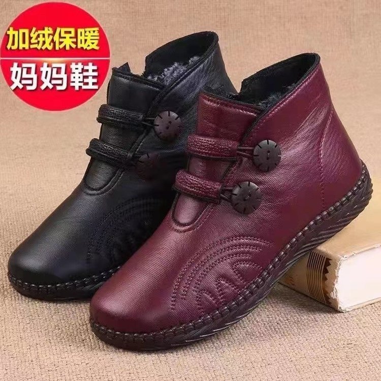 🔥 🔥Dámske kožené, bavlnené, protišmykové, ručne vyrobené topánky na jeseň a zimu👢