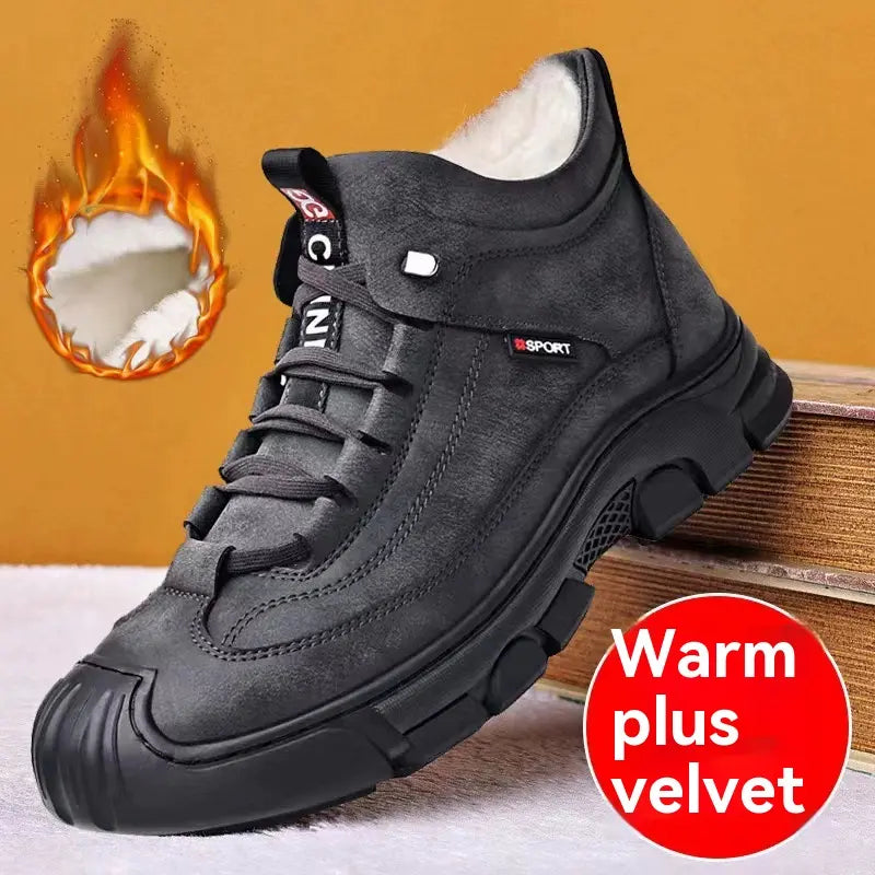[🔥 Horúci výpredaj] Pánske teplé topánky z hrubého fleecu, jeseň/zima 2025, voľnočasové kožené topánky