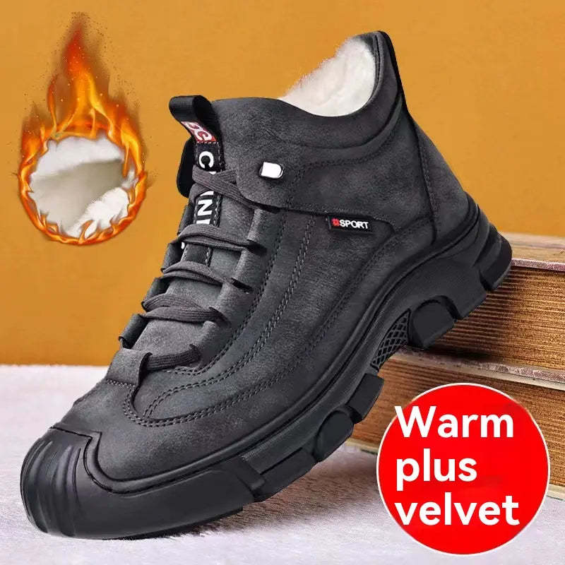 [🔥 Horúci výpredaj] Pánske teplé topánky z hrubého fleecu, jeseň/zima 2025, voľnočasové kožené topánky