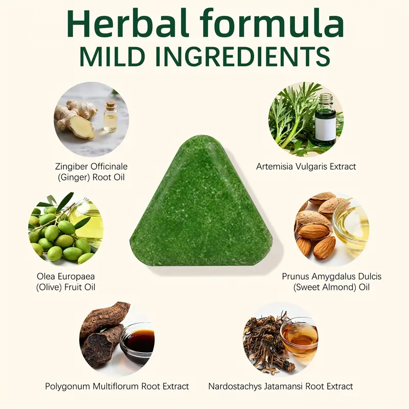 polygonum multiflorum and wormwood shampoo bar enriched with polygonum multiflorum olive oil and gently cleanses hair hydrates and moisturizes controls oil lightweight and non greasy suitable for all hair types christmas gift Product details 5