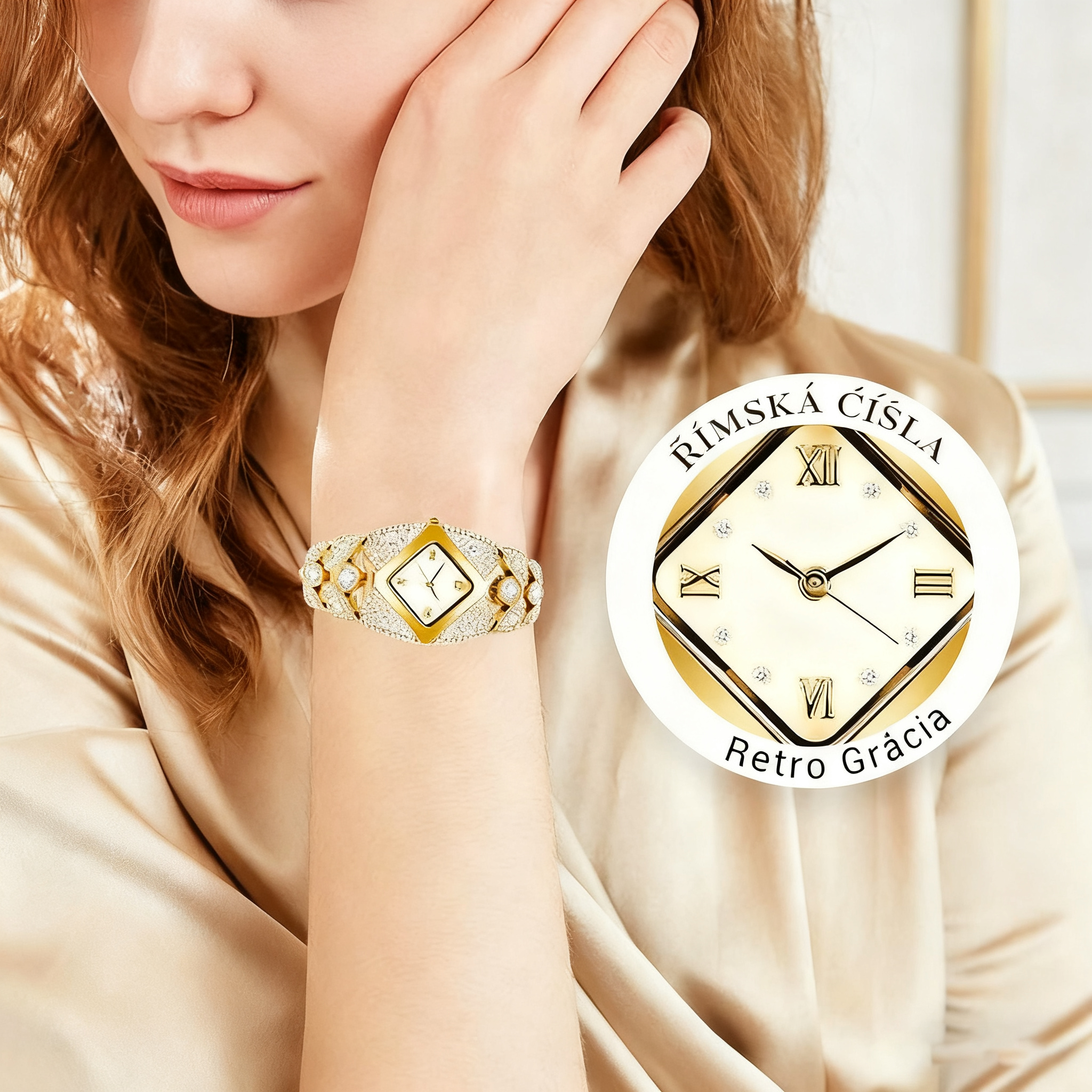 💎Dámské retro quartzové hodinky se třpytivými kamínky⌚⌚⌚