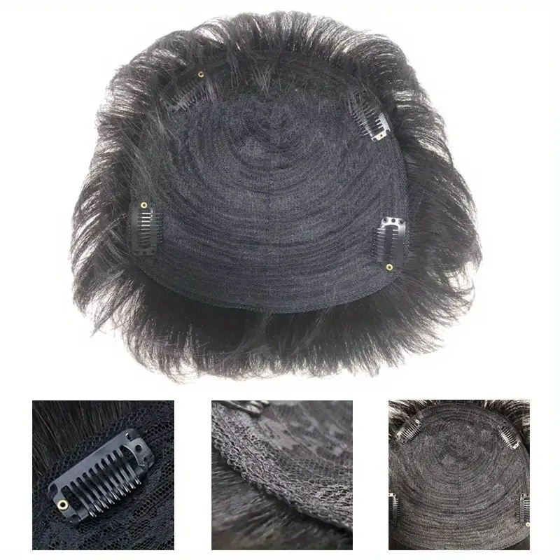 mens womens realistic human hair clip on wig breathable clips natural looking for bald forehead thinning hair for men hairpiece for men hairpiece for women Product details 3