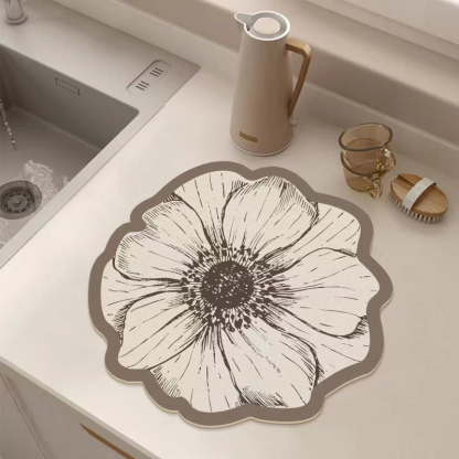 Odkvapkávacia podložka v tvare kvetu na kuchynskú pracovnú dosku 💦