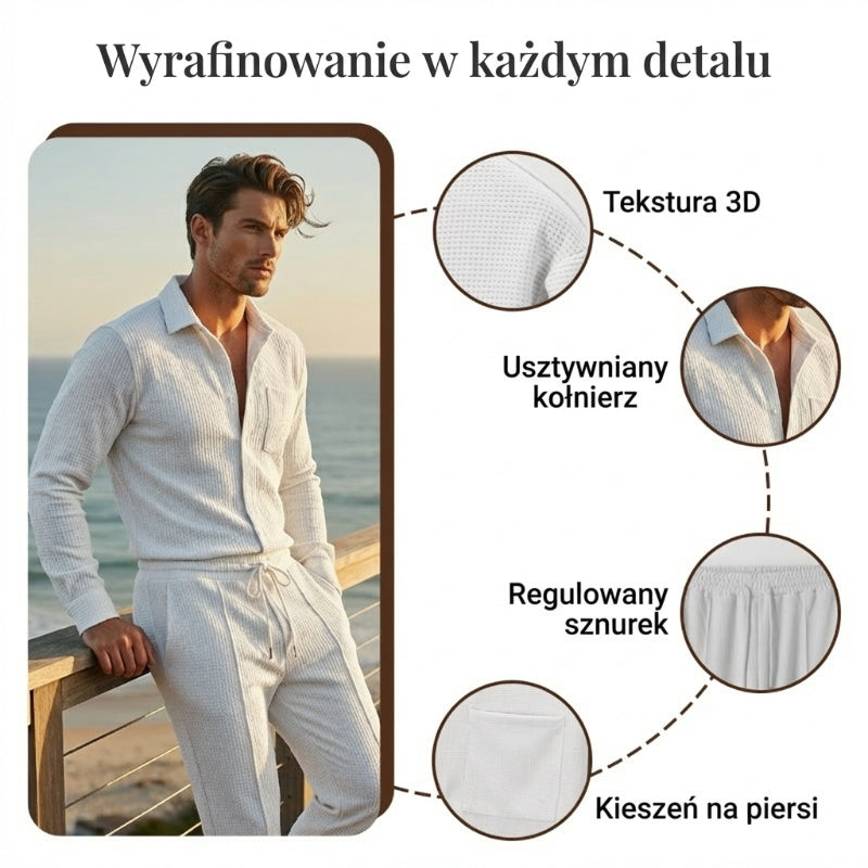 💥Pánska ležérna dvojdielna sada: mikina s vaflovým vzorom + nohavice