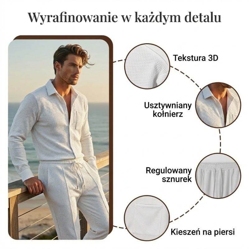 💥Pánska ležérna dvojdielna sada: mikina s vaflovým vzorom + nohavice