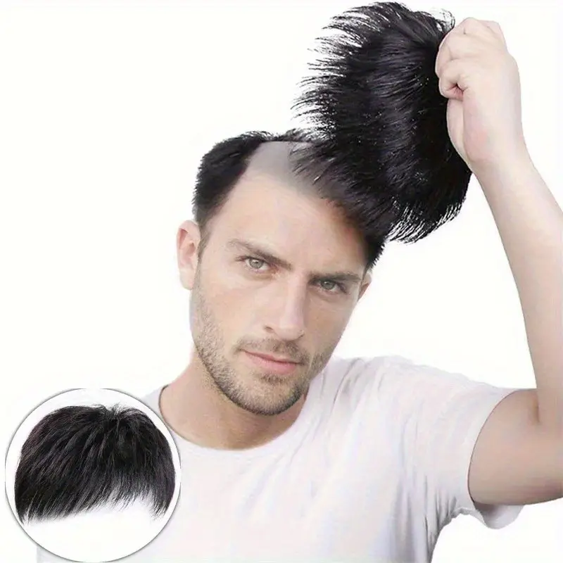 mens womens realistic human hair clip on wig breathable clips natural looking for bald forehead thinning hair for men hairpiece for men hairpiece for women Product details 1