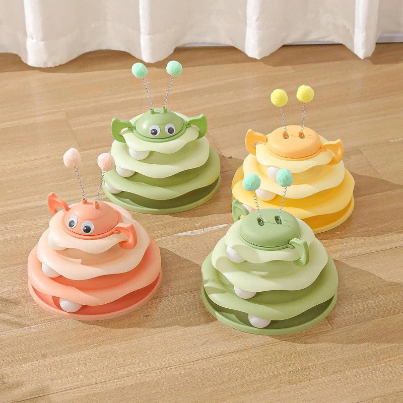 Interaktívna 3-vrstvová veža s hračkami pre mačky