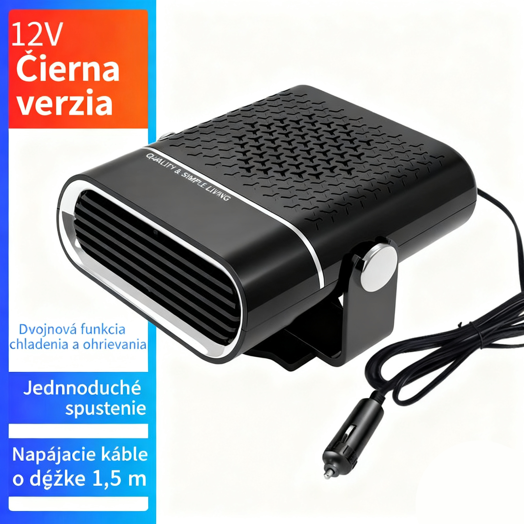 🚗🔥 Přenosný ohřívač a ventilátor do auta 2 v 1 – 360° rotace, rychlé
