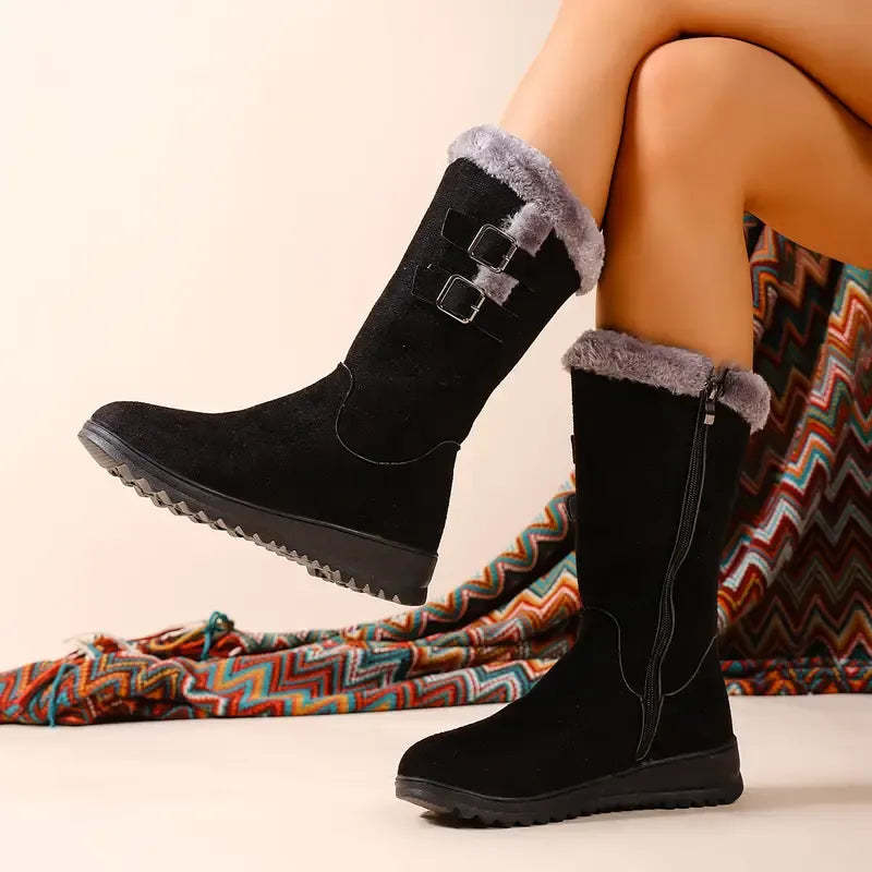 Warme, met pluche gevoerde halfhoge snowboots voor dames