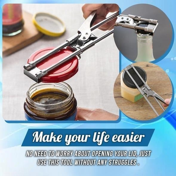 🍾 Adjustable Stainless Steel Bottle Opener – Anti-Slip Design, Effort-Saving Grip & Universal Fit