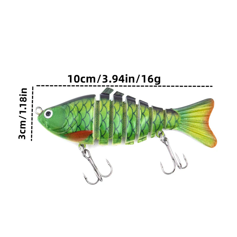 🔥🎣 Profesionálna, segmentovaná plávajúca nástraha – Ručne vyladený pohyb, 3x silnejšie háčiky, testované na ostriežoch na jazere Lake Fork 🐟