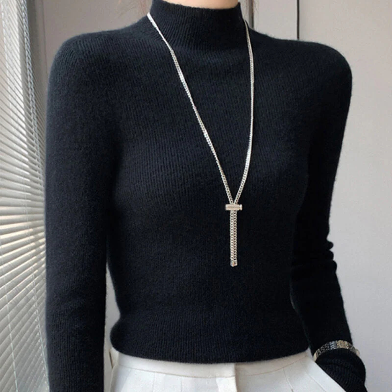 Pletený sveter do polovice s podšívkou