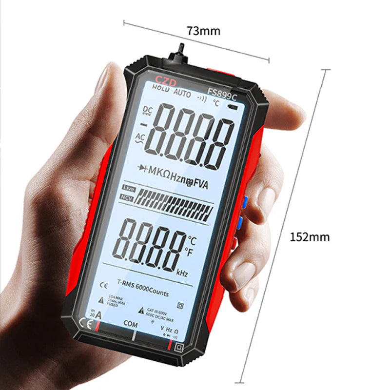 Dobíjací digitálny multimeter s USB - True RMS, automatické prepínanie rozsahu a podsvietený LCD displej, CAT III 1000V