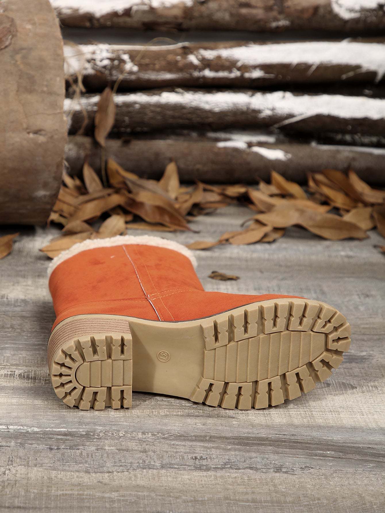 Teplé plyšové semišové snehové čižmy s hrubým podpätkom do polovice lýtok