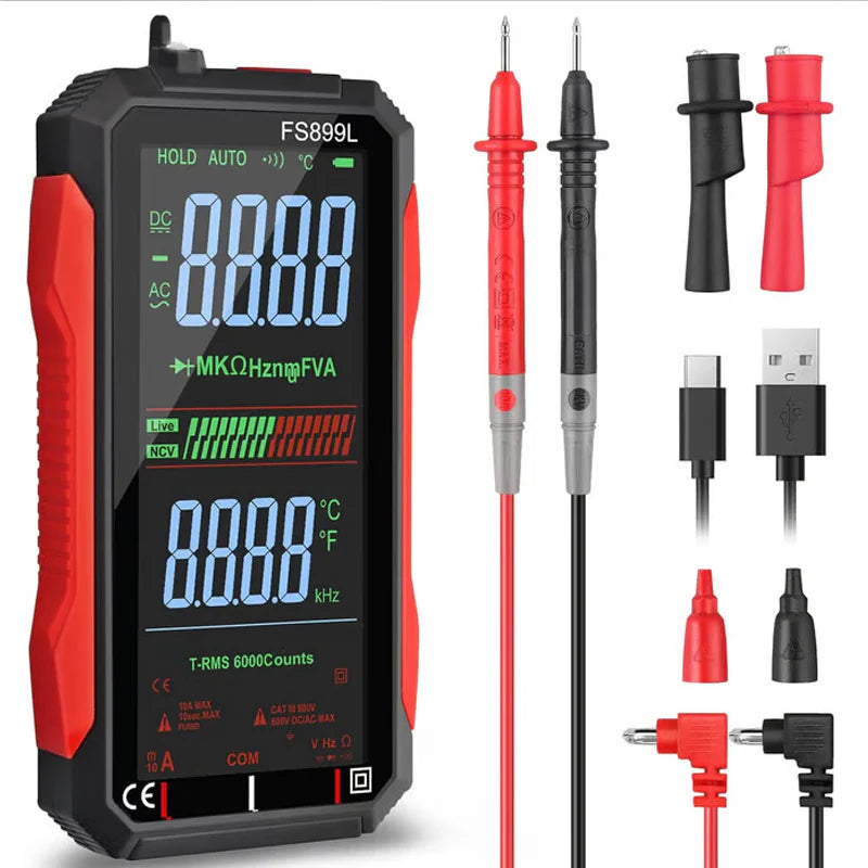 Dobíjací digitálny multimeter s USB - True RMS, automatické prepínanie rozsahu a podsvietený LCD displej, CAT III 1000V