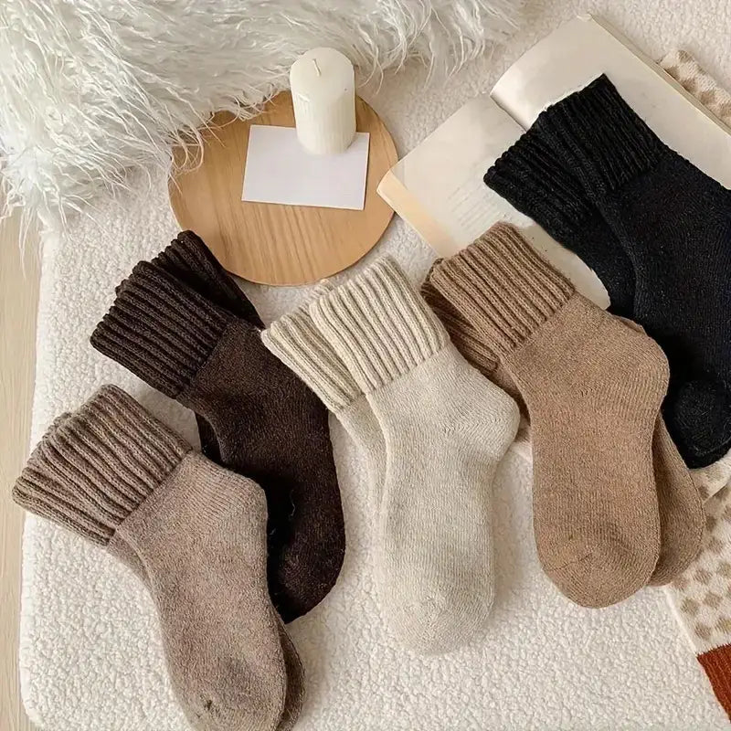 1 pair womens winter thermal socks ultra thick short booties with plush scarf like edge soft warm   black gray for indoor outdoor use cozy short ankle boots socks hand   clean Product details 1