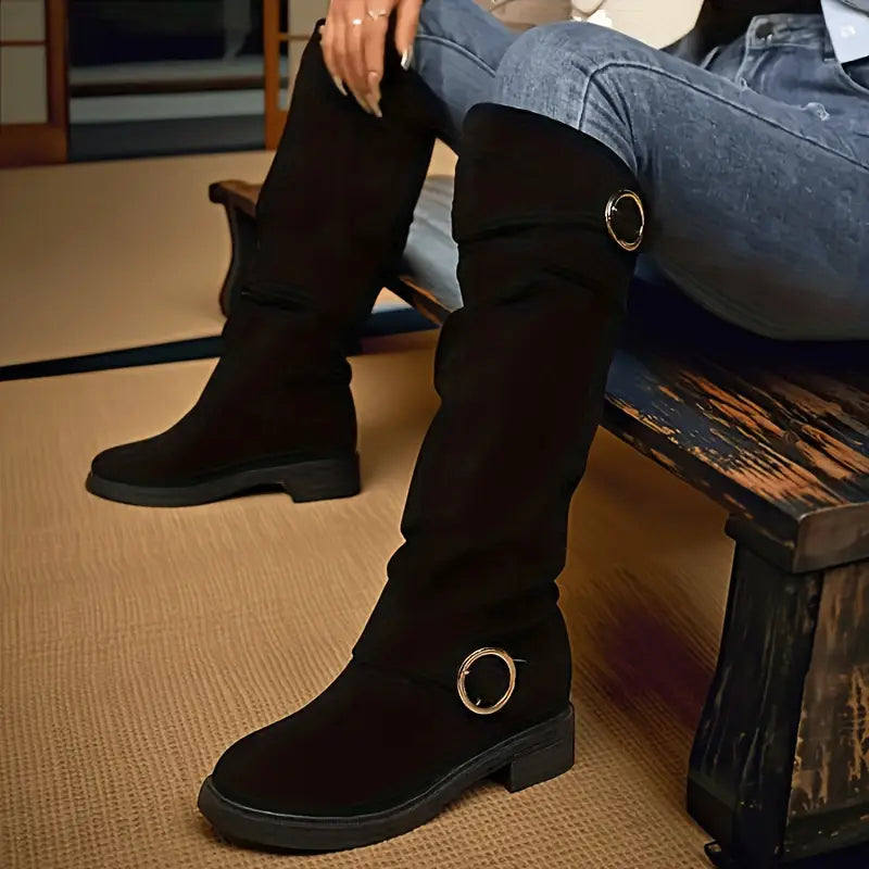 🔥Posledný deň akcie 50% ZĽAVA - Dámske retro semišové jazdecké topánky s rukávmi