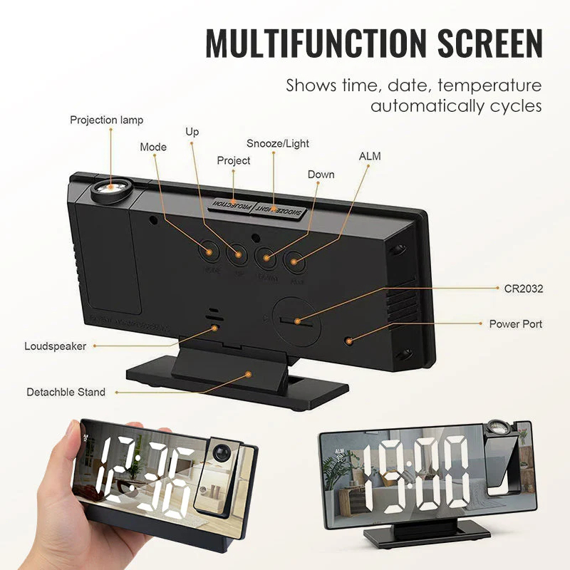Budík so zrkadlovým LED displejom