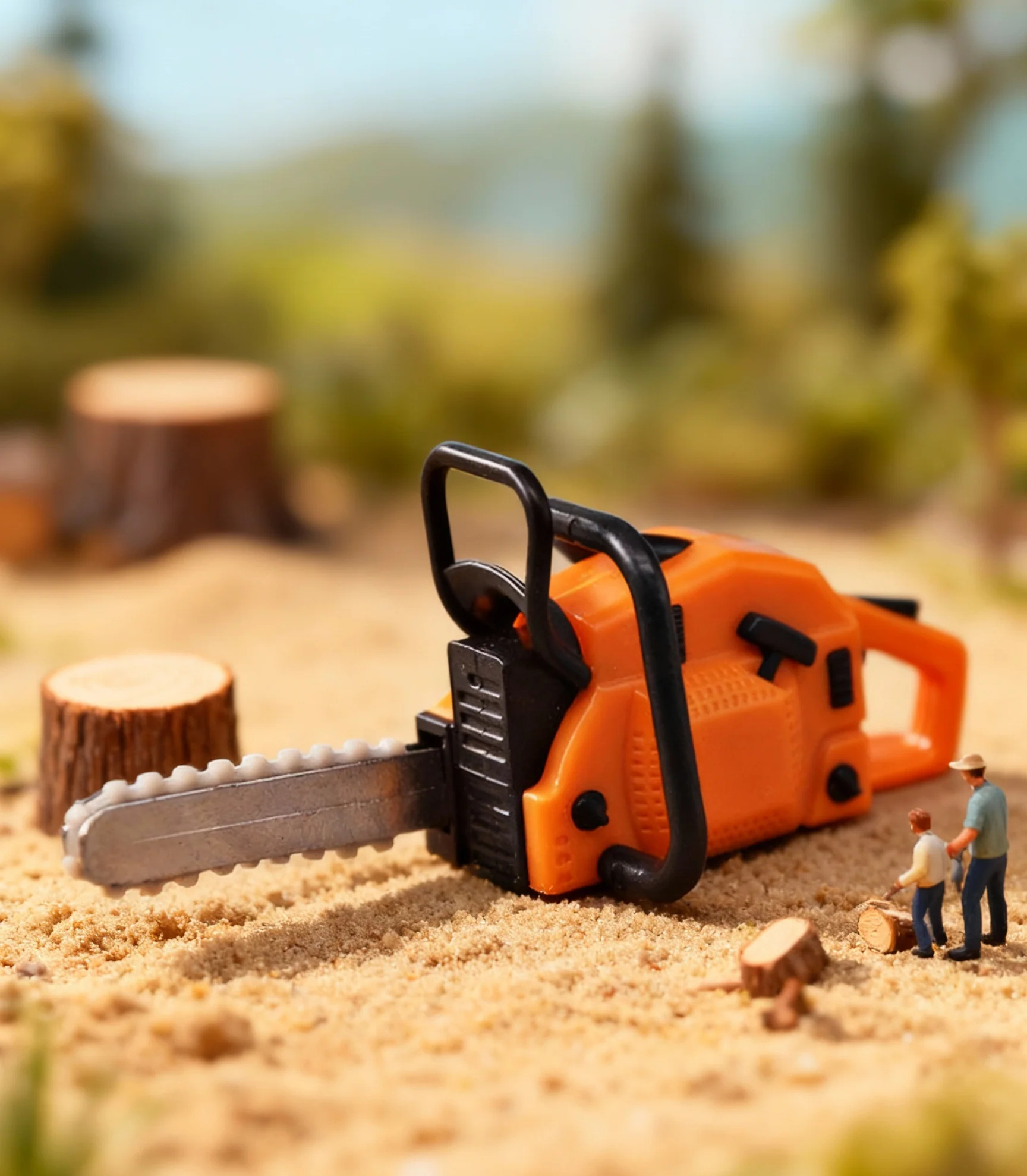 Stylowy model miniaturowej piły łańcuchowej