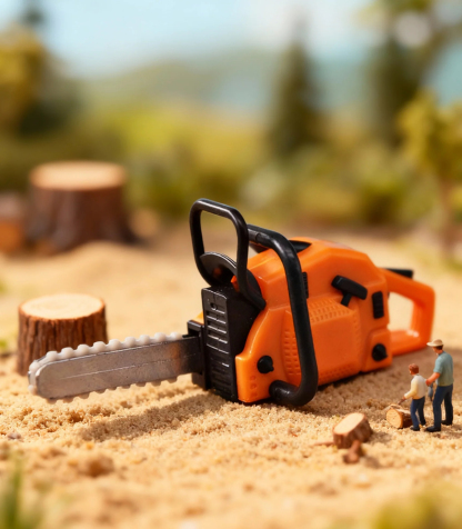 Stylowy model miniaturowej piły łańcuchowej