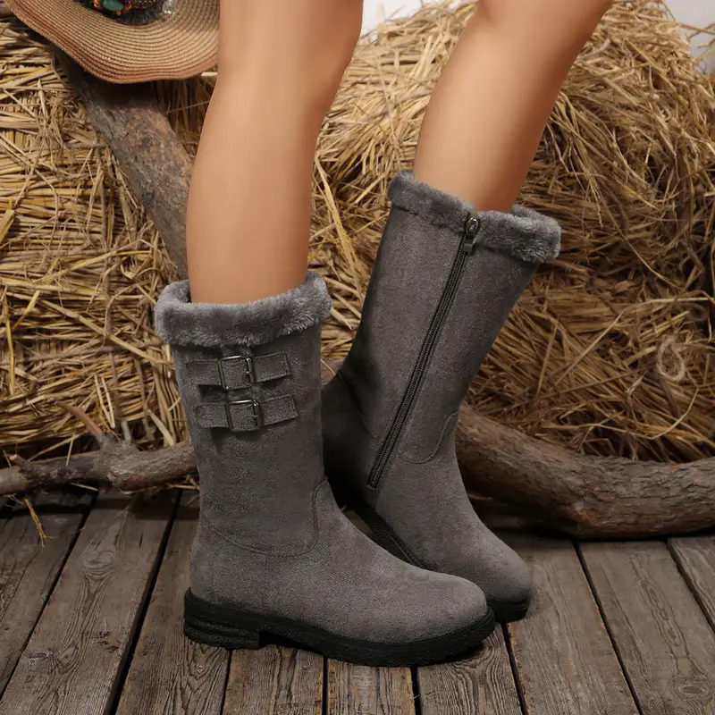 winter new fashionable thick warm and non boots plush long tube boots versatile womens snow boots winter boots for women cowgirl boots boots for women womens boots cold winter footwear plush tube boots winter ankle boots solid color boots plush design hand wash care durable pu sole womens female cowgirl style Product details 7