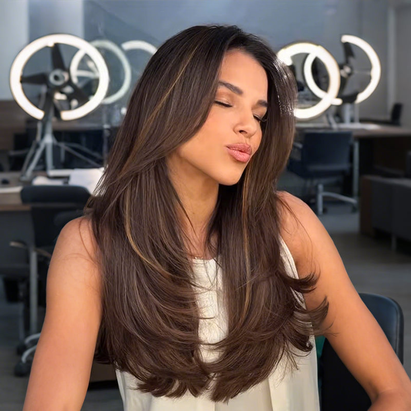 🔥 🔥Vrchné vrstvené príčesky s ofinou pre ženy s tenkými vlasmi 🙆